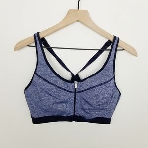 VS blue front zip knockout sports bra 38C